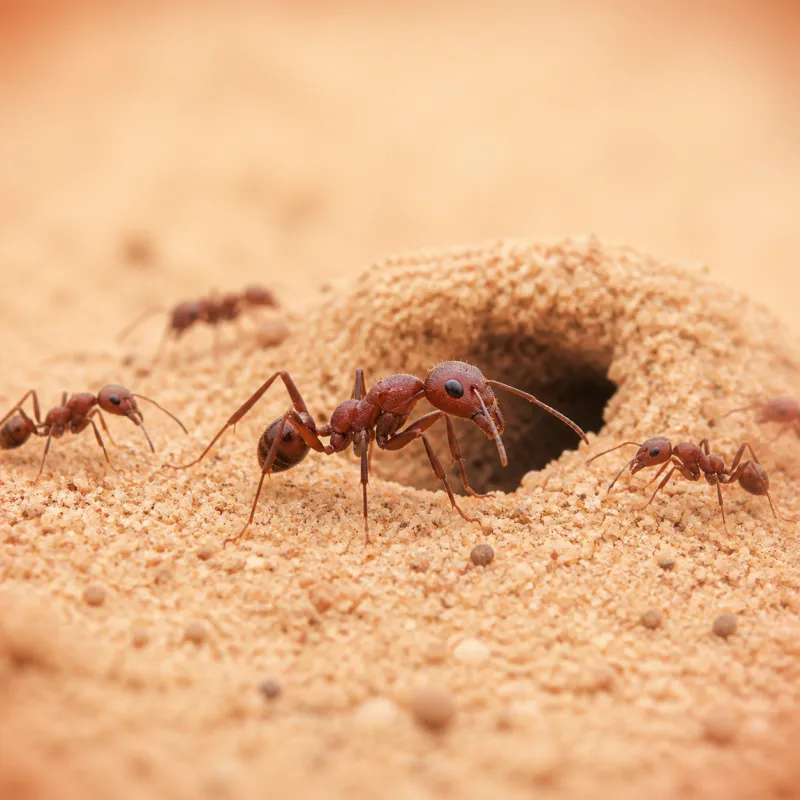 Red harvester ants on desert soil
