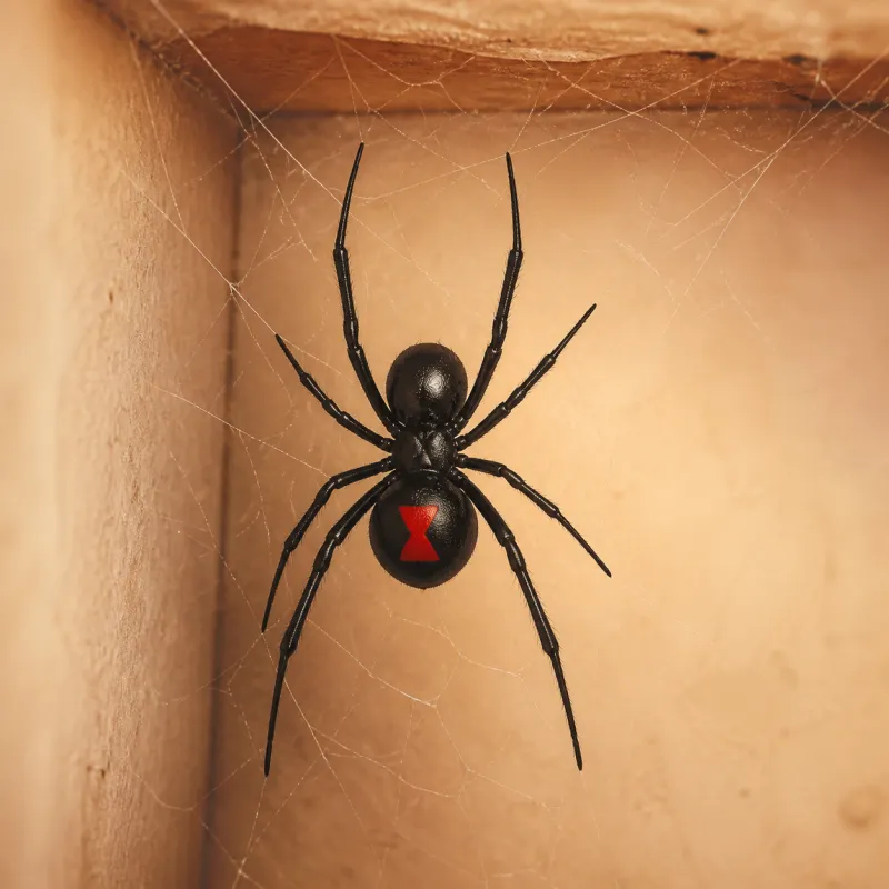 Black widow spider on a web